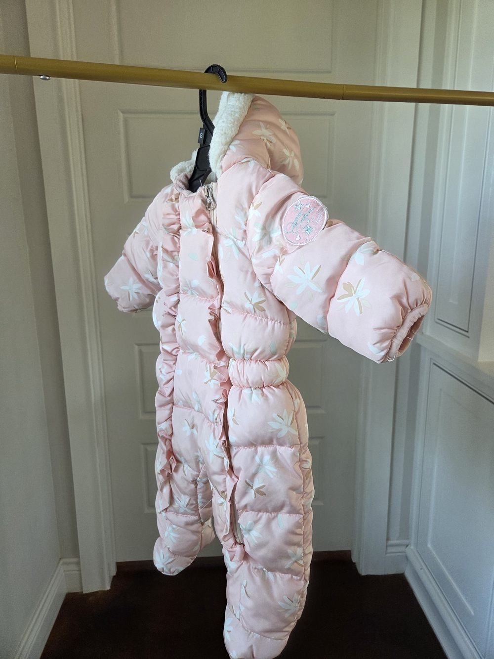 Jessica Simpson Pink Floral Puffer Snowsuit